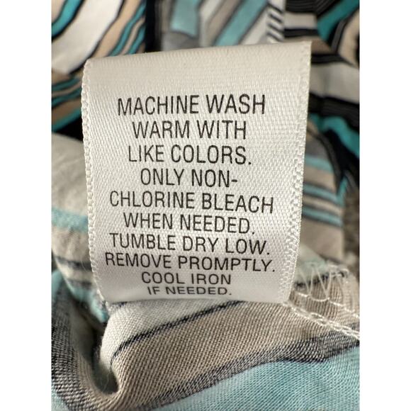 Dana Buchman Size S Abstract Striped V Neck Top 3/4 Sleeve Button Shirt Casual - Picture 9 of 10